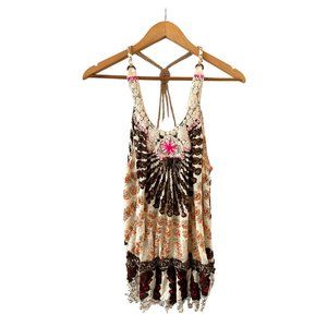 FREE PEOPLE OPEN BACK TUNIC SWIM COVER BOHEMIAN PRINT SIZE S